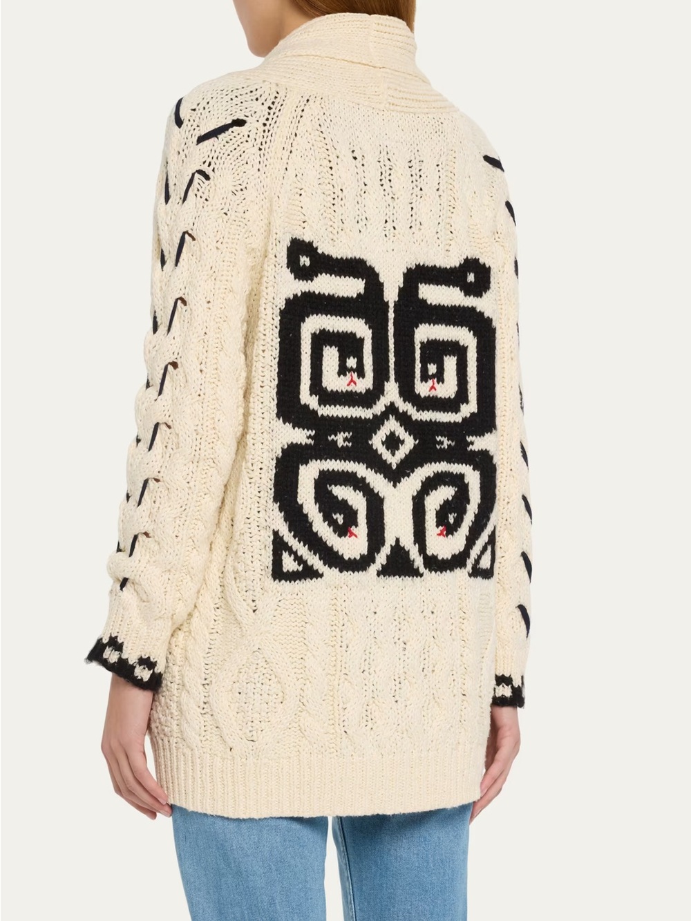 MOTHER The Concert Chunky Knit Cotton Cardigan Sweater With Insignia Size S